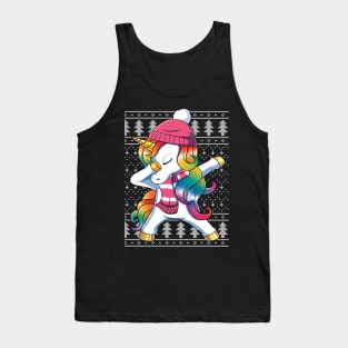 Dabbing Unicorn Ugly Christmas Sweater Xmas Dab Dance Tank Top